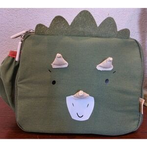 Uninni Triceratops Dinosaur Lunch Bag Insulated Green Canvas Kids Lunch Box NWT